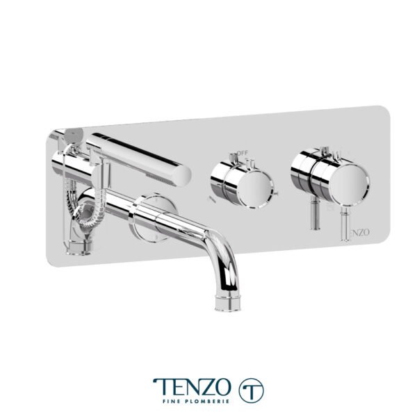 Wall mount tub filler with retractable hose, Alyss