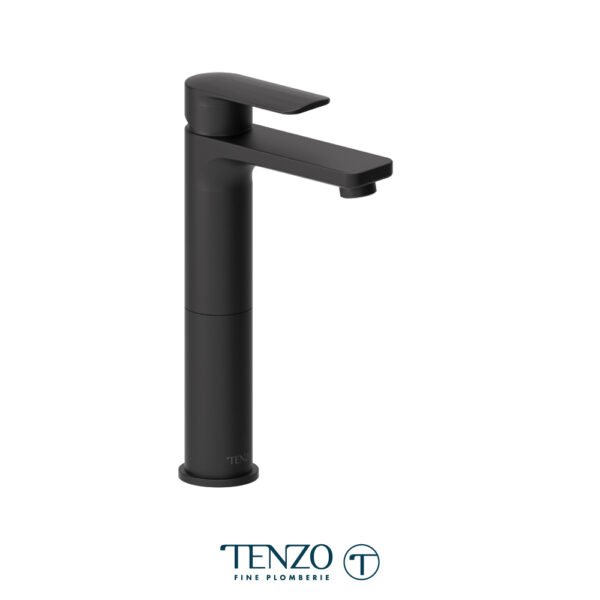 Tall single hole lavatory faucet with drain